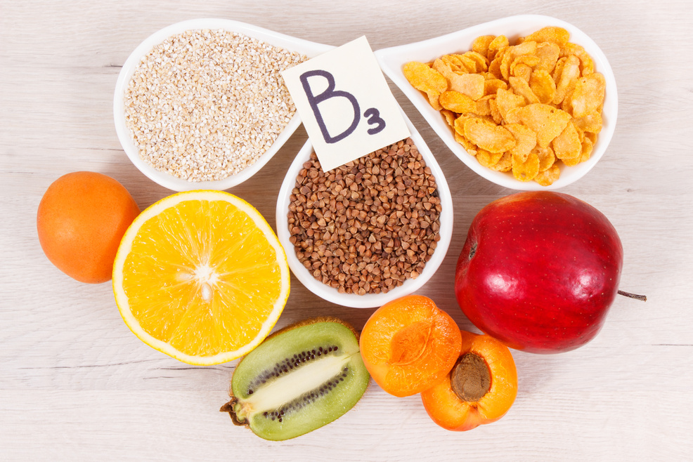 Healthy nutritious food as source minerals, vitamin B3 and fiber